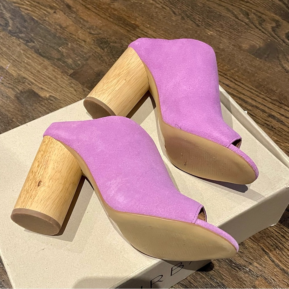 Sz 6 Brand new Urban Outfitters poppy suede wood heel mule in lilac - Picture 3 of 8